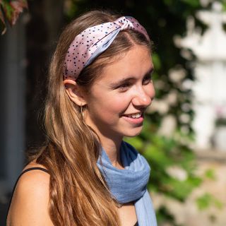 Blush Pink & Grey Spotted Headband by Peace of Mind